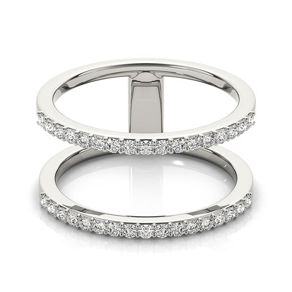 14k White Gold Dual Band Design Ring with Diamonds (1/3 cttw) - Peelerie